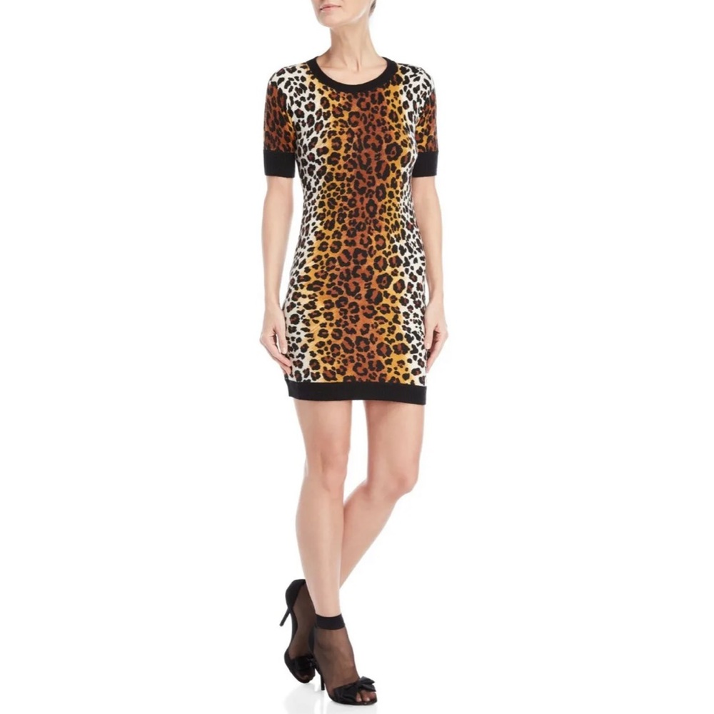 LOVE MOSCHINO Animal Leopard Print Short Sleeve Pullover Sweater Dress - Picture 4 of 13